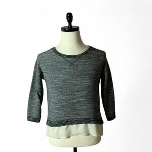 American Eagle Outfitters Womens Gray Knit 3/4 Sleeve Layered‎ Hem Top